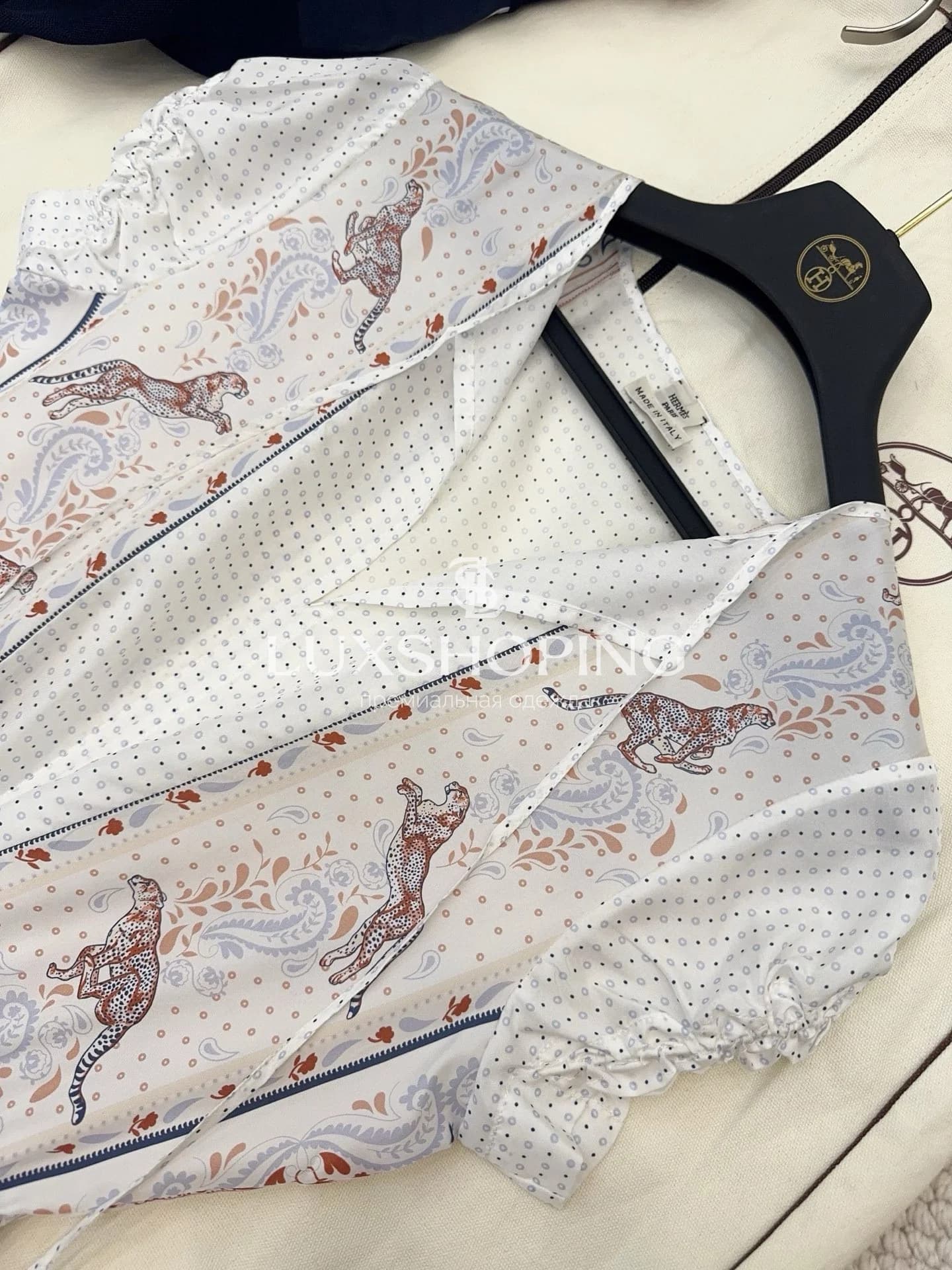 Hermes Богемное платье с вышивкой "Guepards et Palmettes Raye" - фото 9