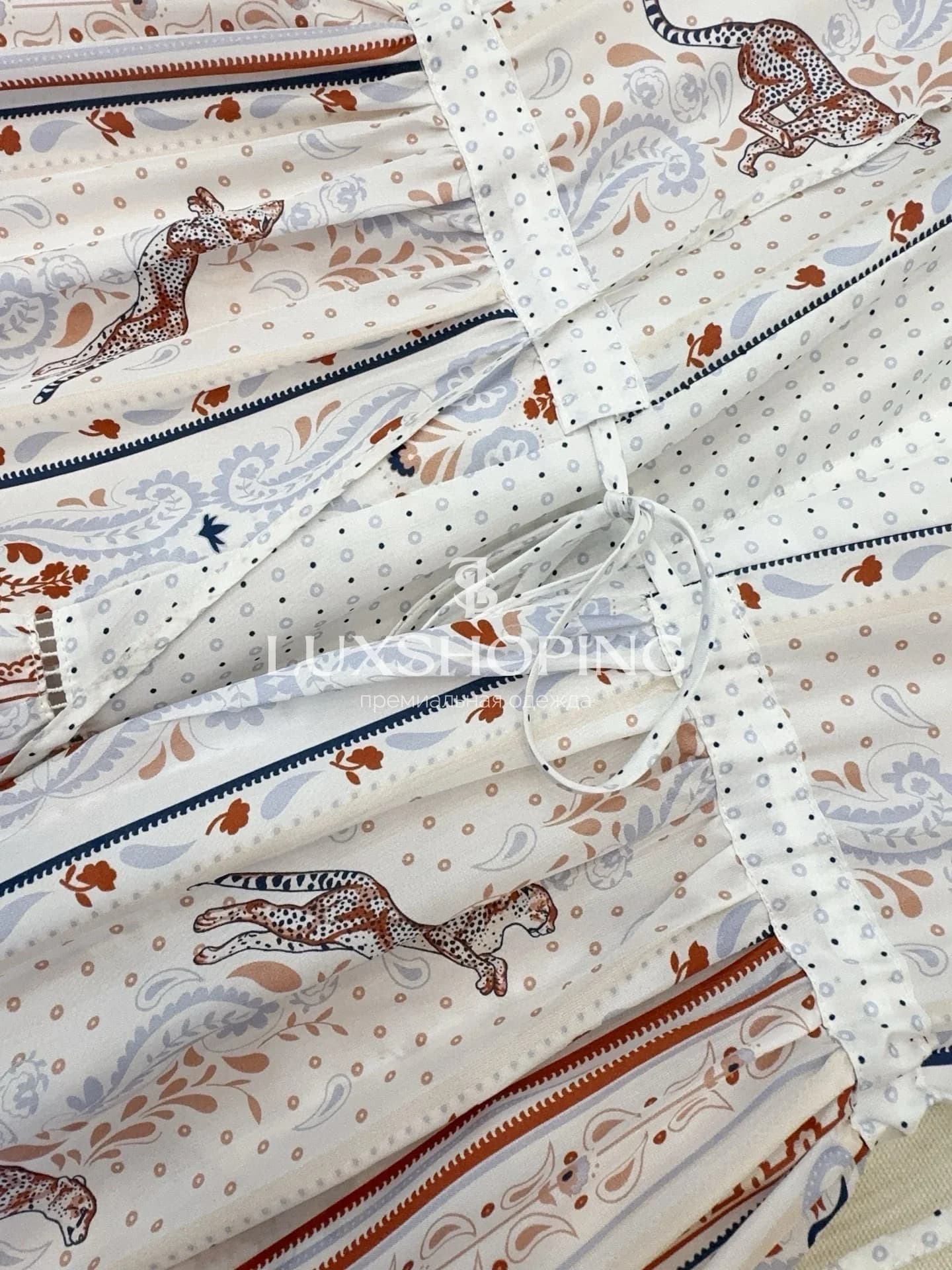 Hermes Богемное платье с вышивкой "Guepards et Palmettes Raye" - фото 10