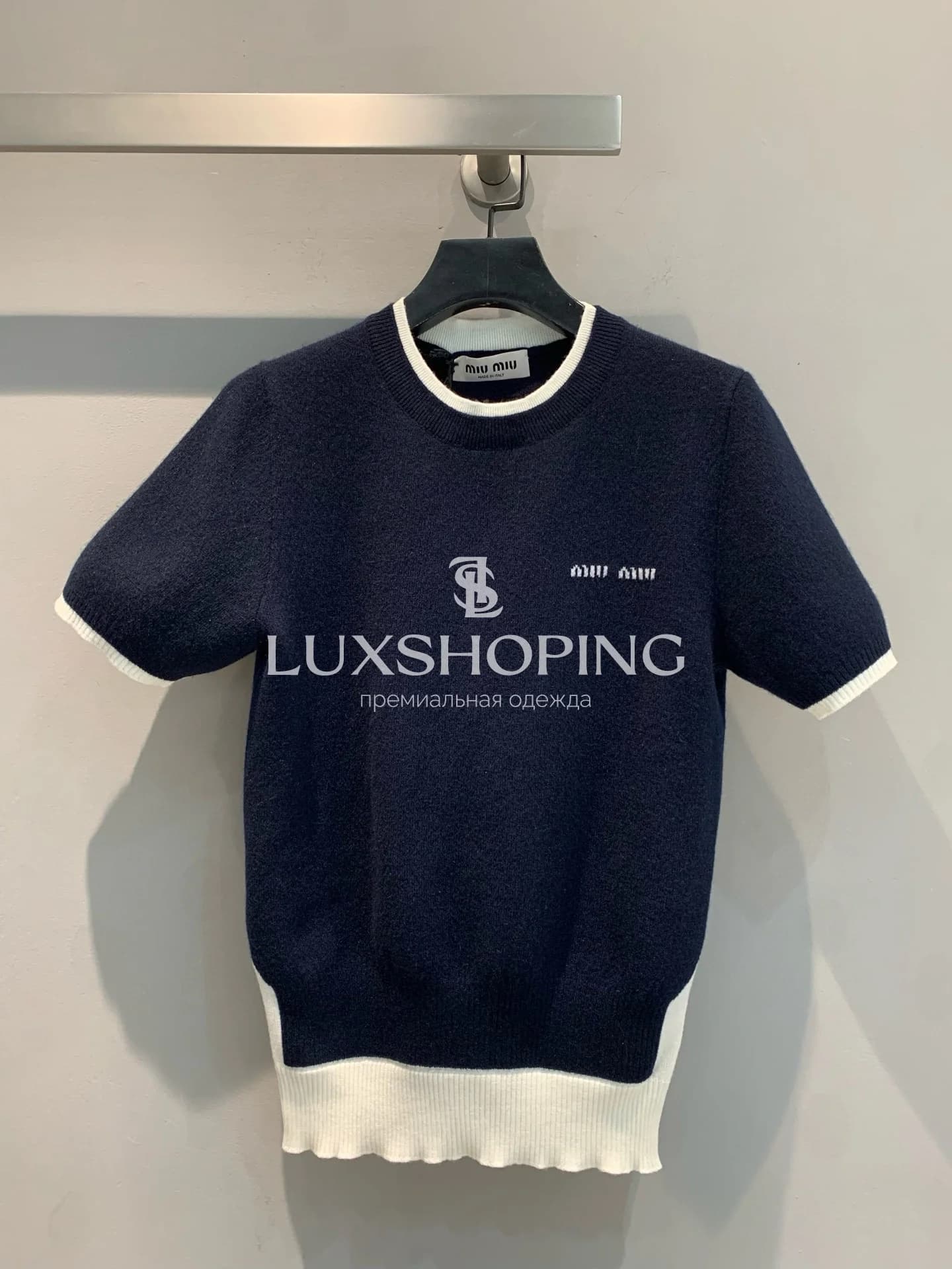 Джемпер Miu Miu с коротким рукавом из кашемира и шерсти - фото 3