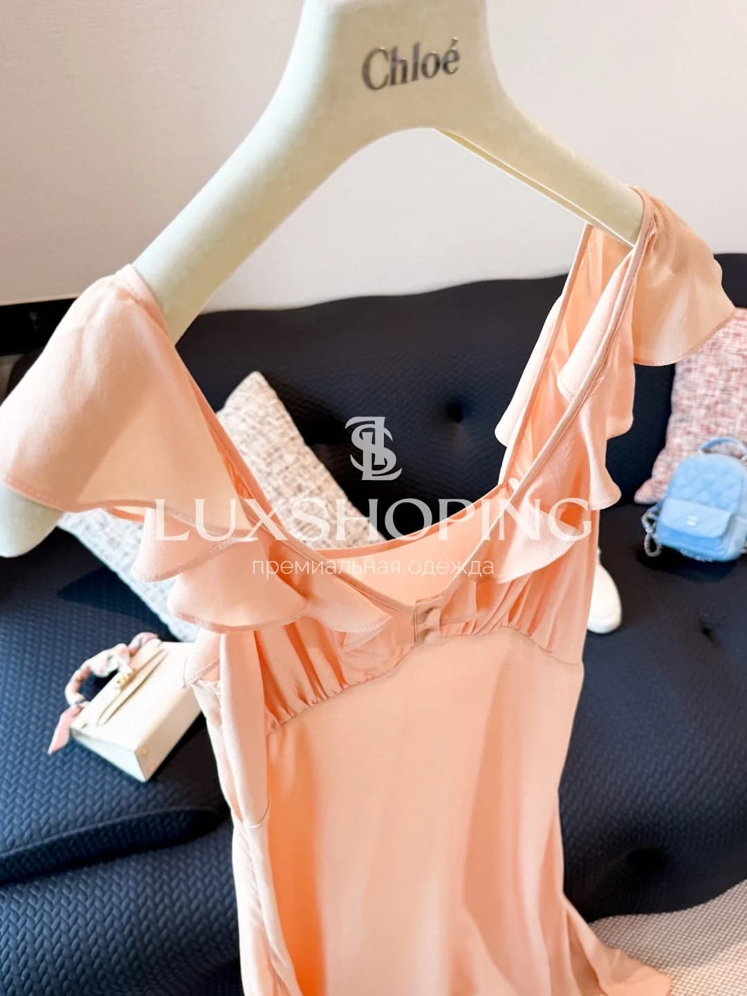 Платье миди Chloé из 100% шелка с рюшами - фото 11