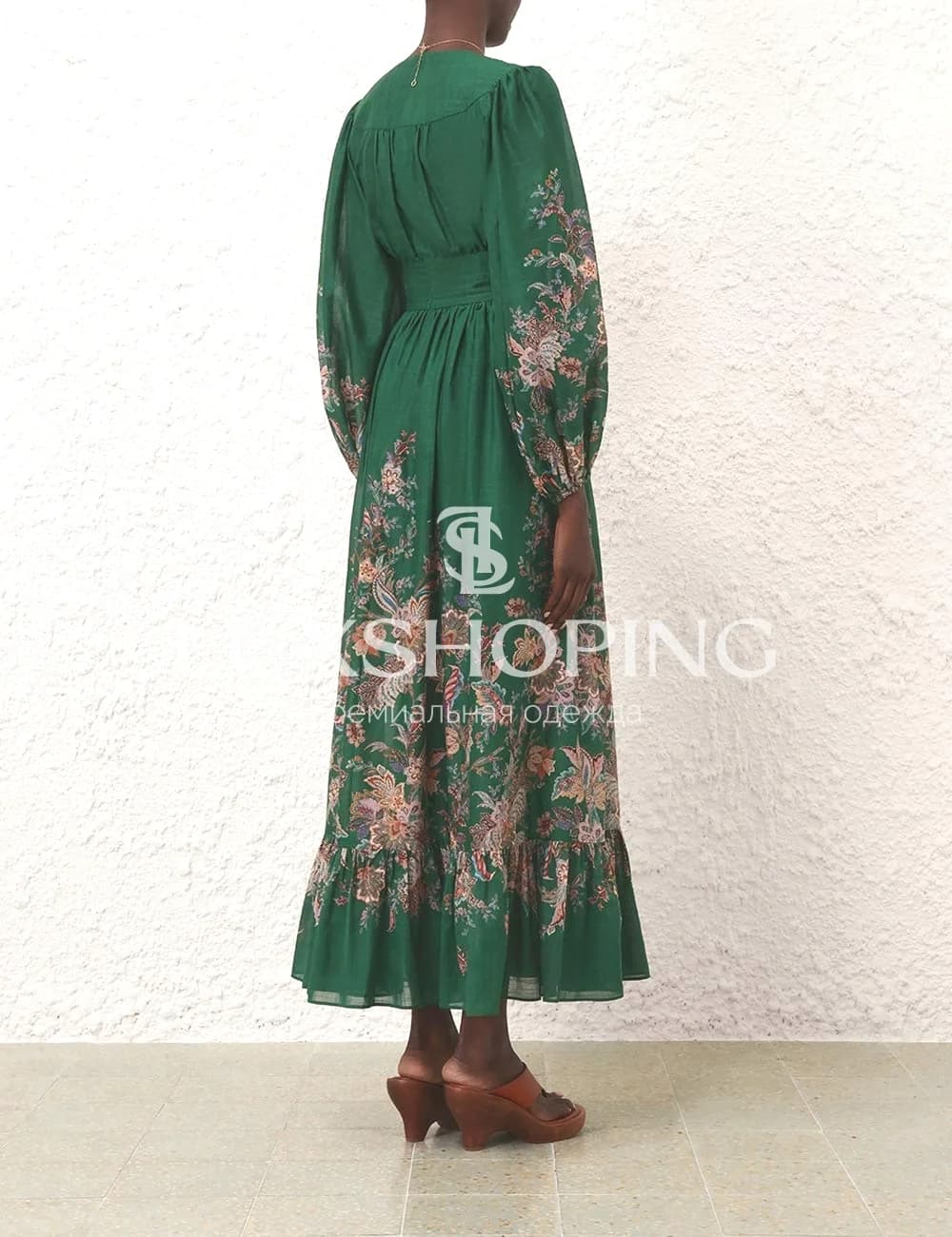 Zimmermann платье в пол зеленое - фото 4