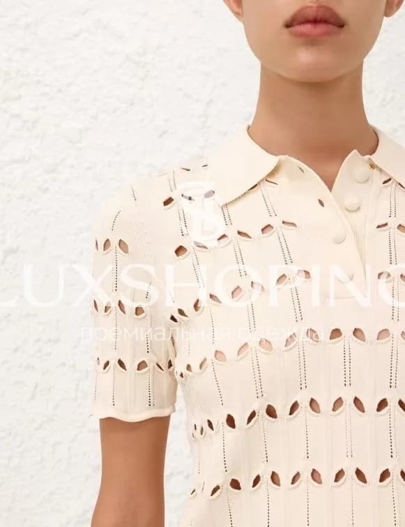 Zimmermann комплект из поло и шортов Rhiannon с ажурным узором - фото 5