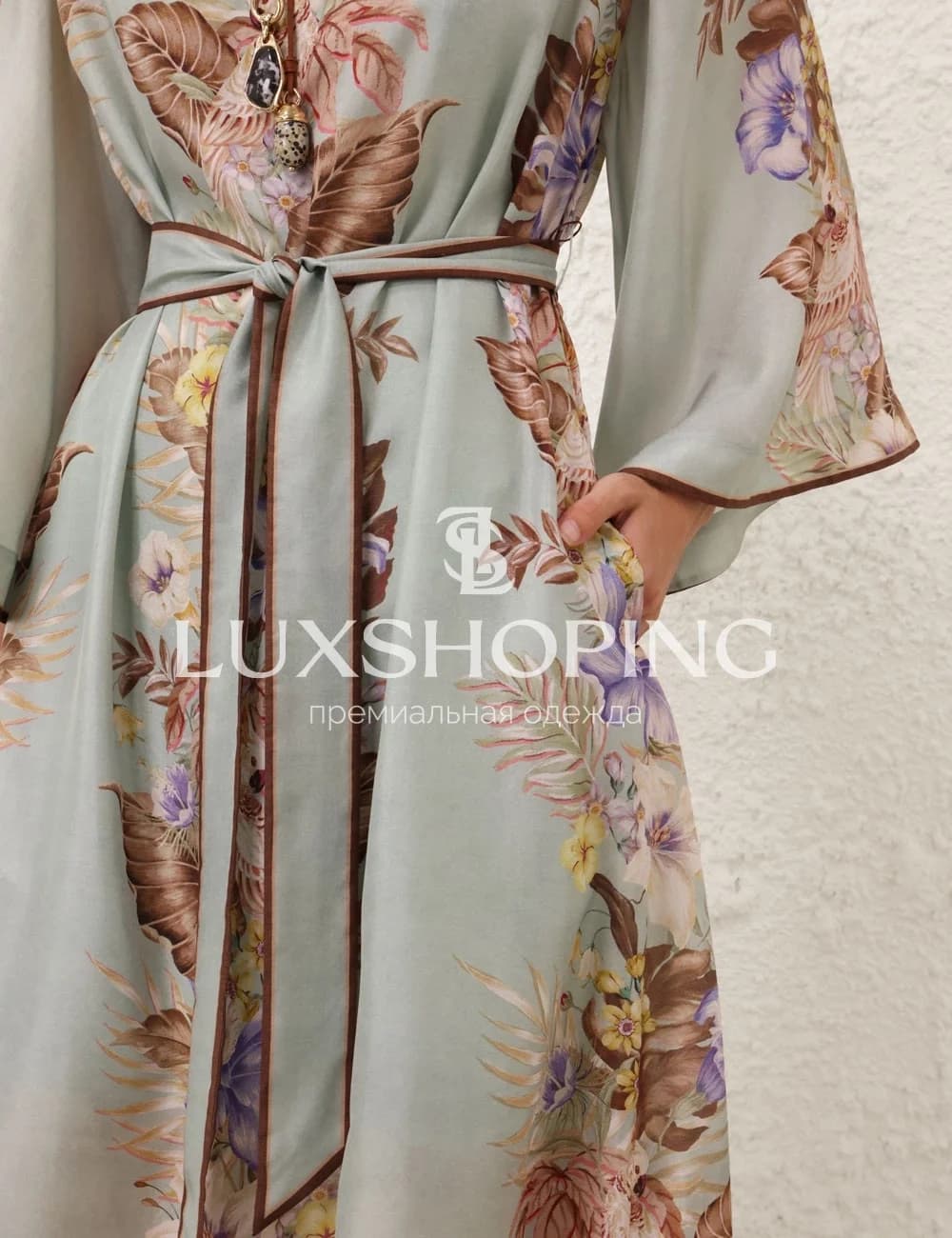 Zimmermann Платье-туника из шелка Coco в цвете Sage Multi Floral - фото 12