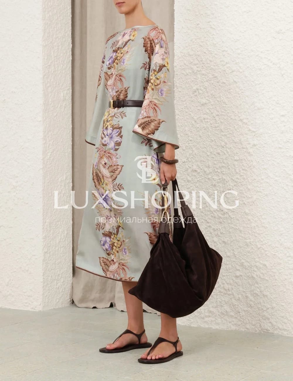 Zimmermann Платье-туника из шелка Coco в цвете Sage Multi Floral - фото 10
