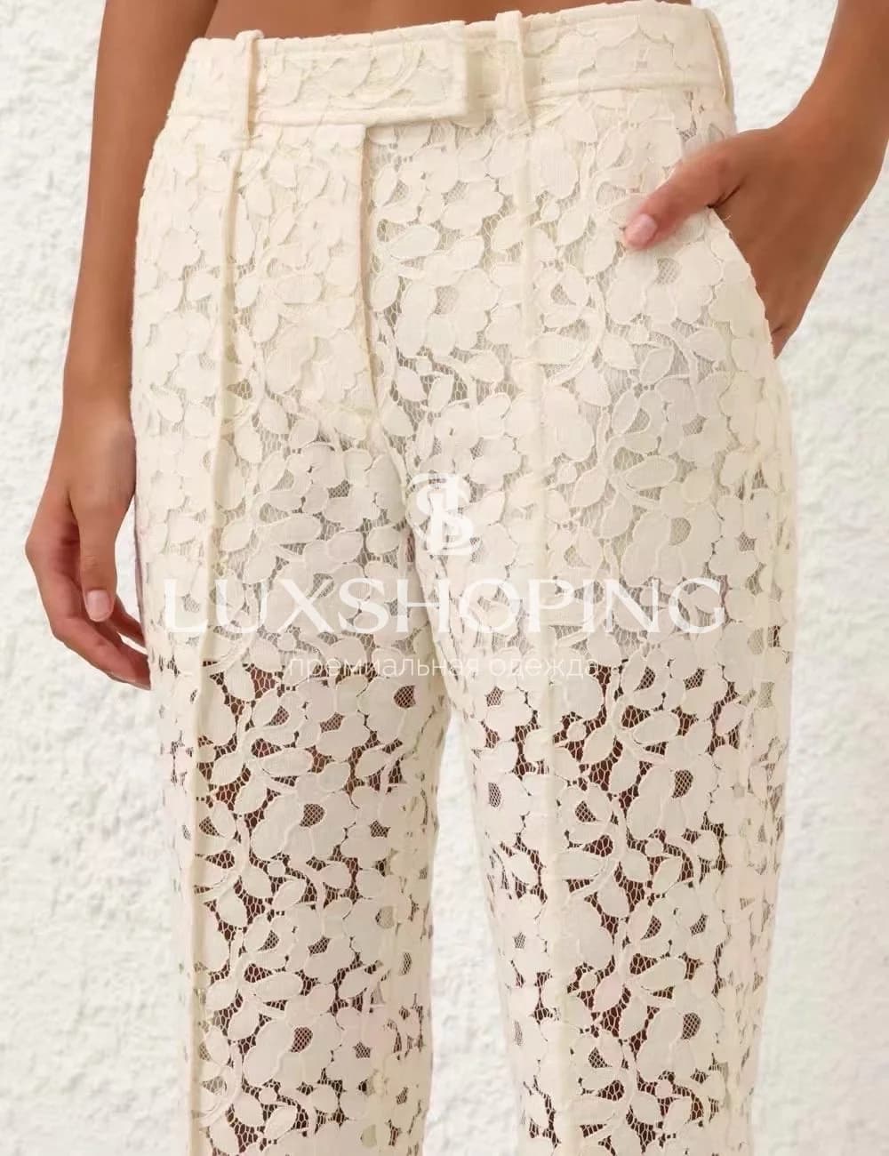 Комплект Zimmermann "Illuminate" из кружева: укороченный жакет и брюки - фото 4