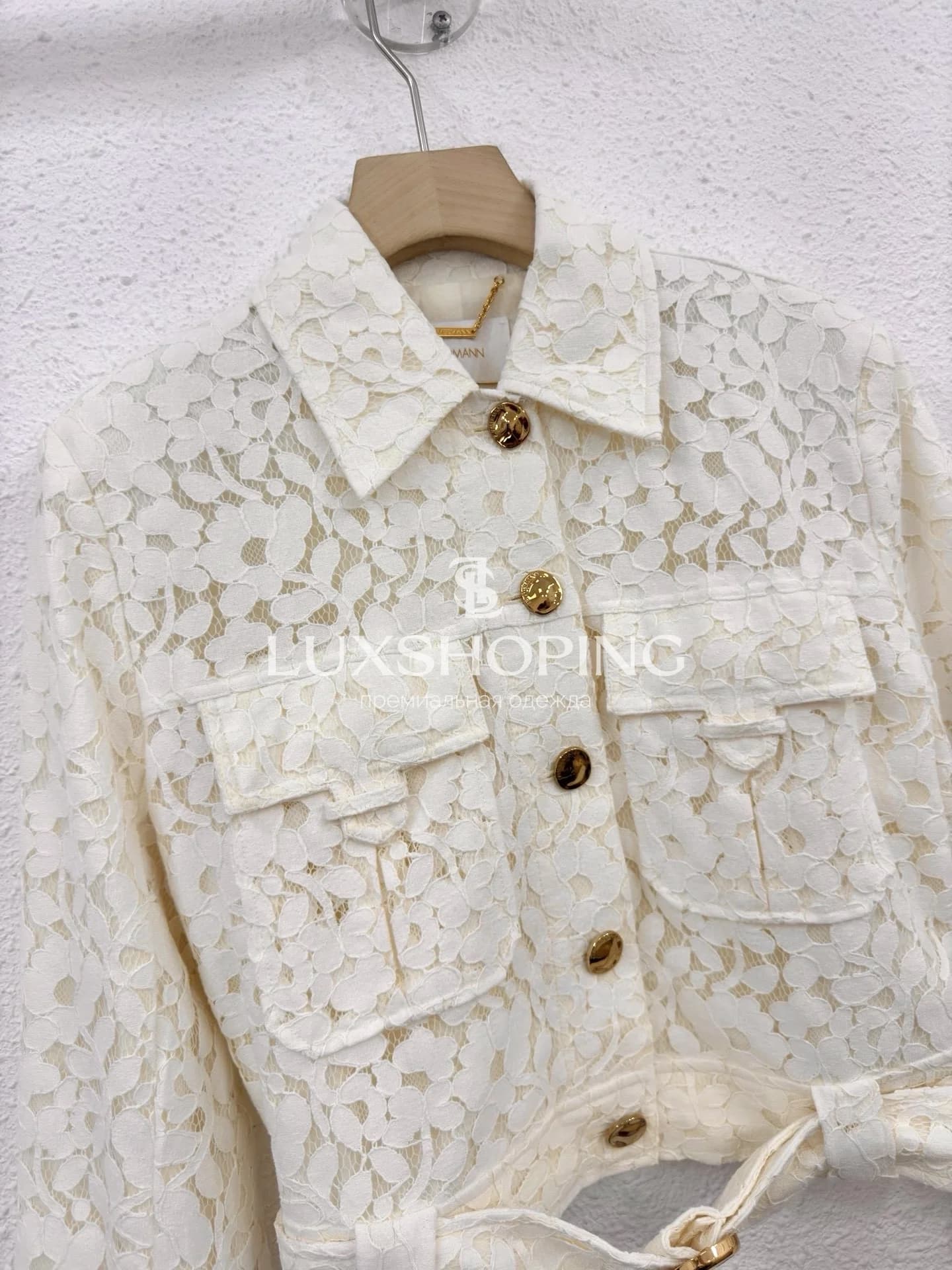 Комплект Zimmermann "Illuminate" из кружева: укороченный жакет и шорты - фото 11