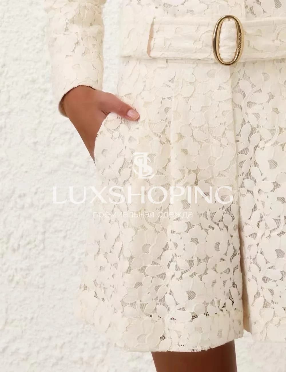 Комплект Zimmermann "Illuminate" из кружева: укороченный жакет и шорты - фото 5