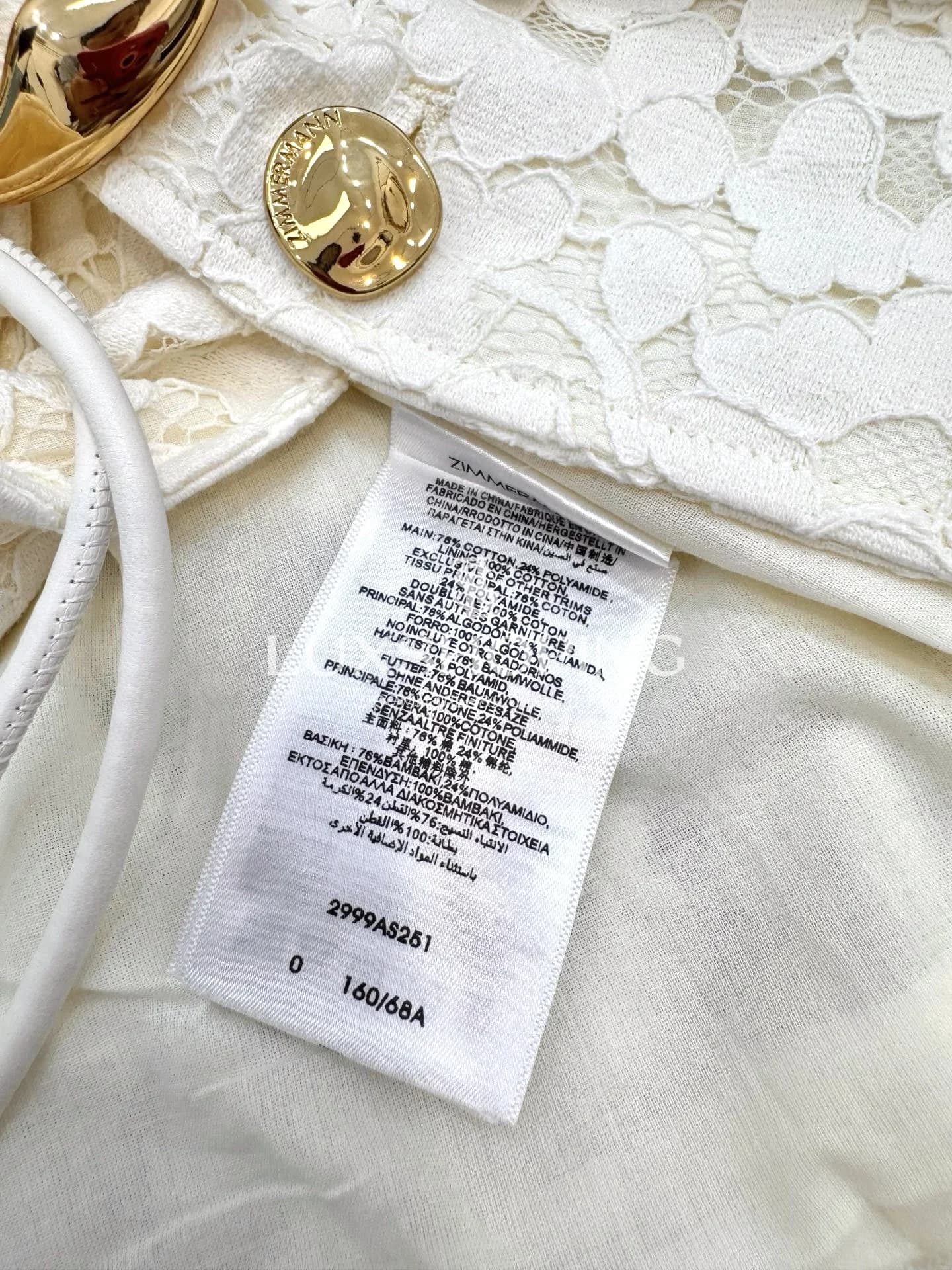 Костюм Zimmermann "Illuminate Lace"  жакет и брюки из кружева цвета крем - фото 14