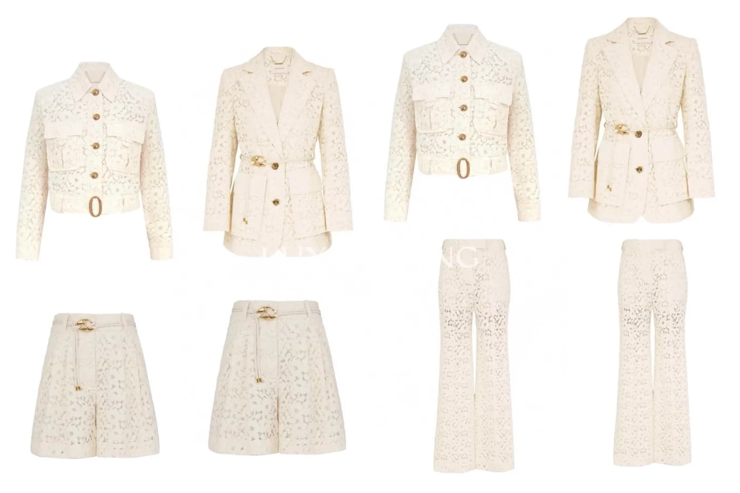 Костюм Zimmermann "Illuminate Lace" — жакет и шорты из кружева кремового оттенка - фото 13