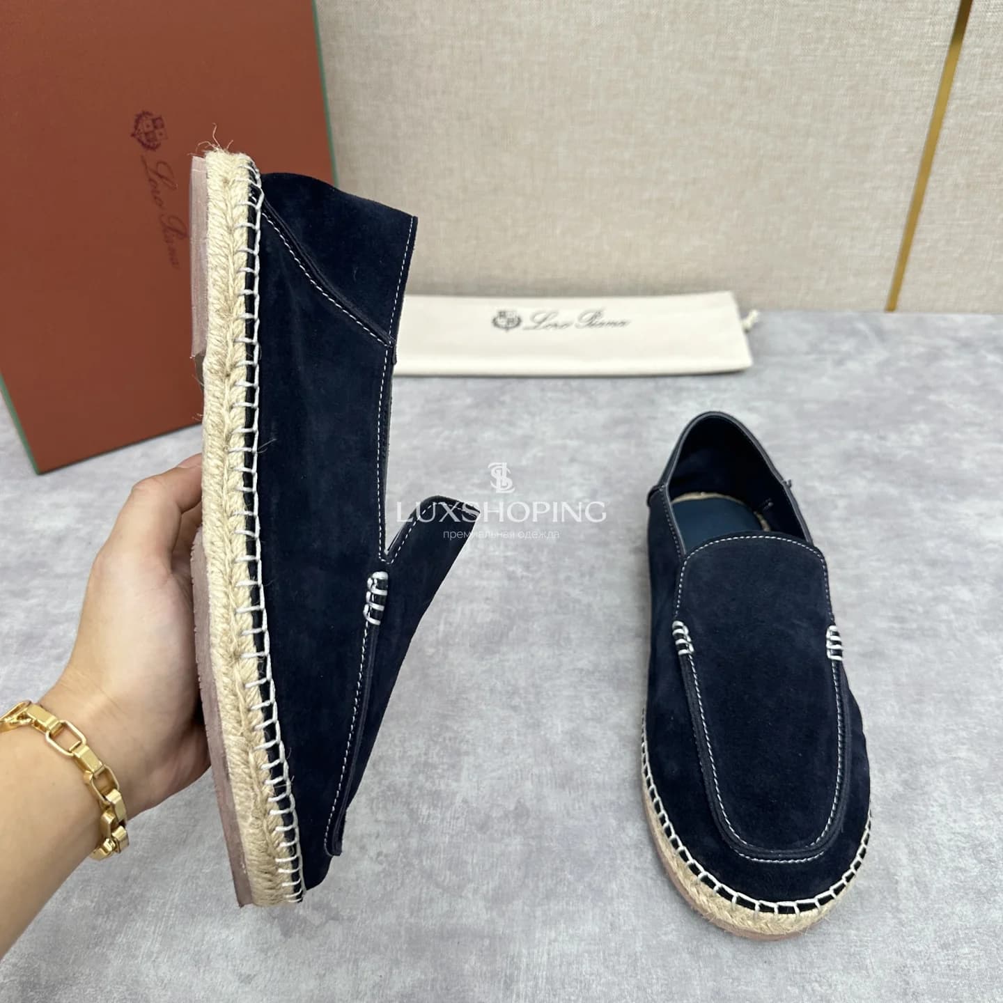 Темно синие эспадрильи Loro Piana Fisherman - фото 2