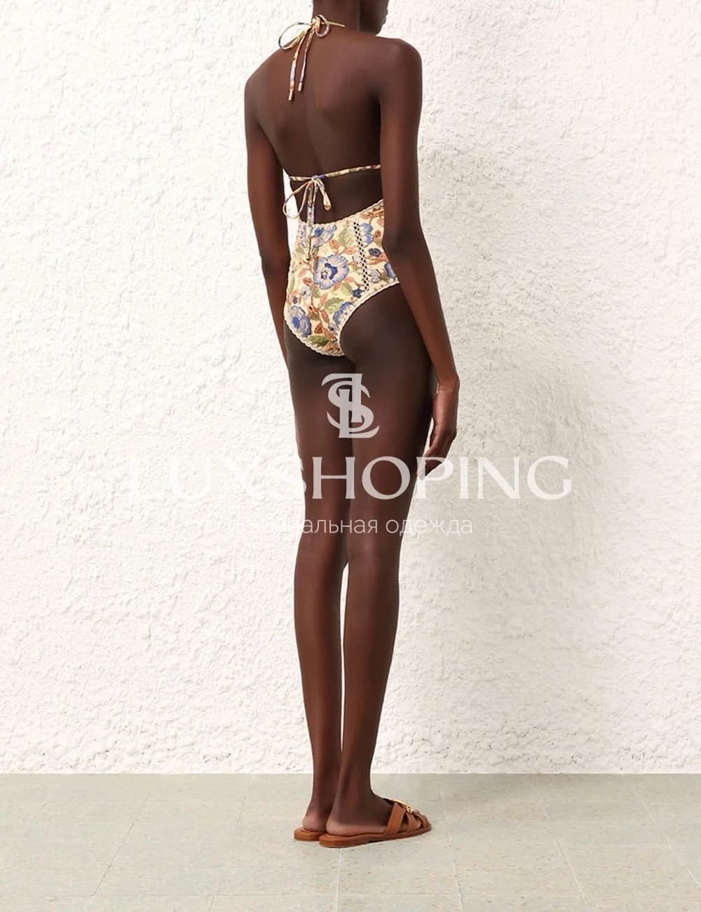 Купальник Zimmermann Junie с кружевной отделкой и цветочным принтом - фото 4