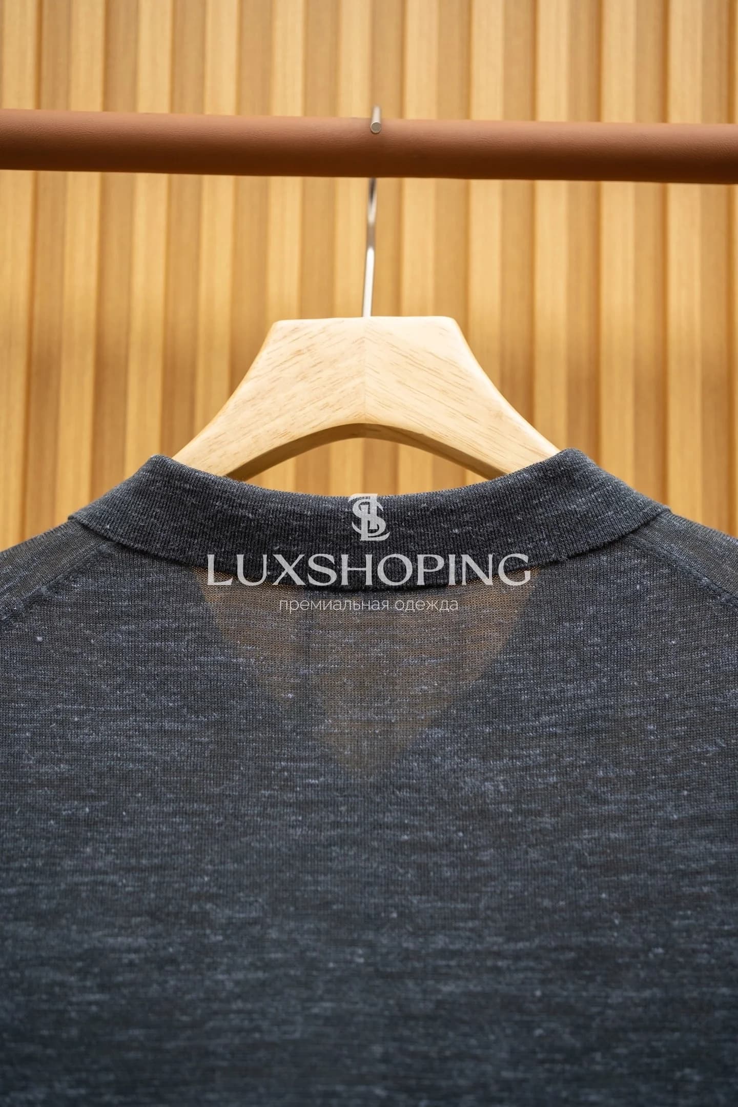 Серая поло Loro Piana Seagull Collar - фото 5