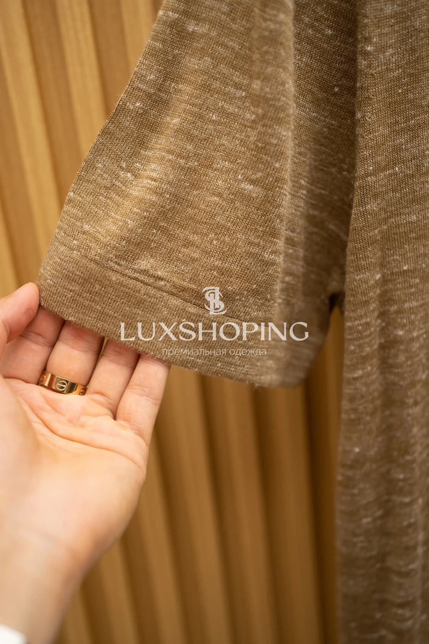 Бежевая поло Loro Piana Seagull Collar - фото 2