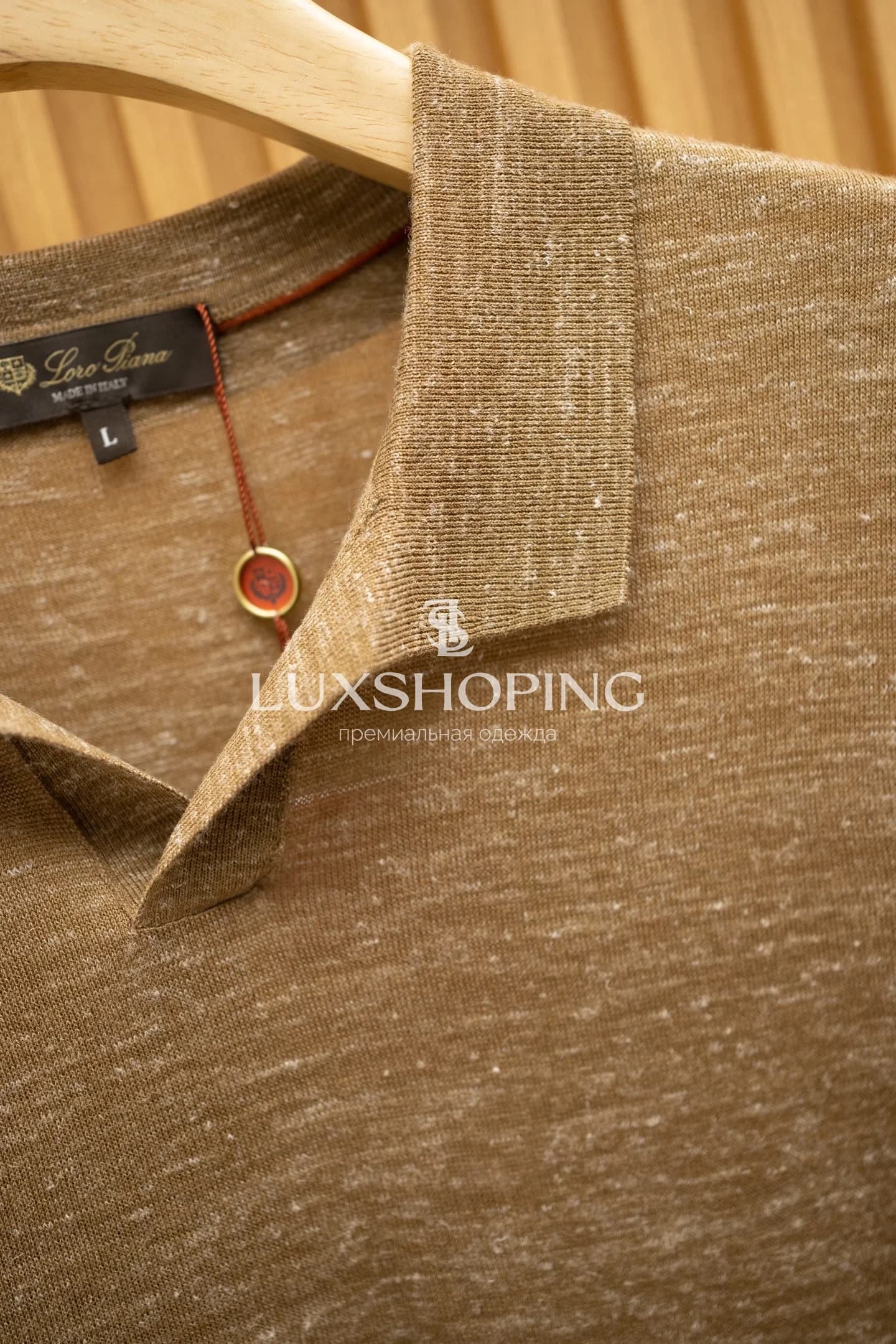 Бежевая поло Loro Piana Seagull Collar - фото 5