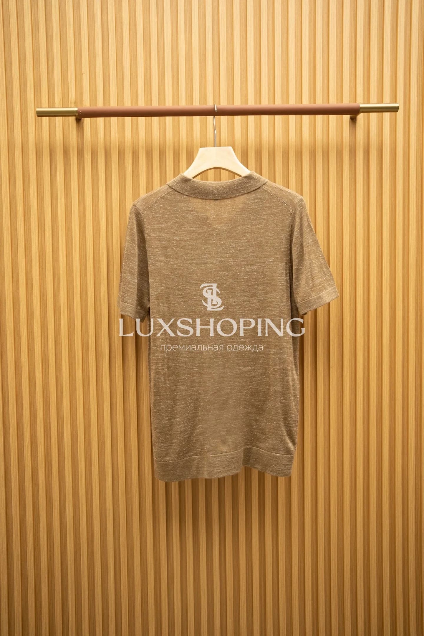 Бежевая поло Loro Piana Seagull Collar - фото 10