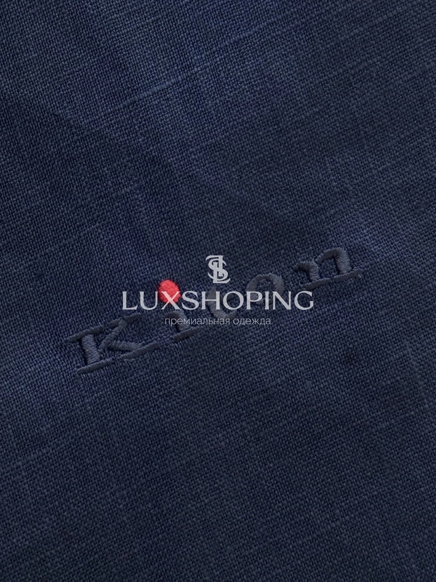 Рубашка Kiton Тёмно-синий Лён Адриатики - фото 2