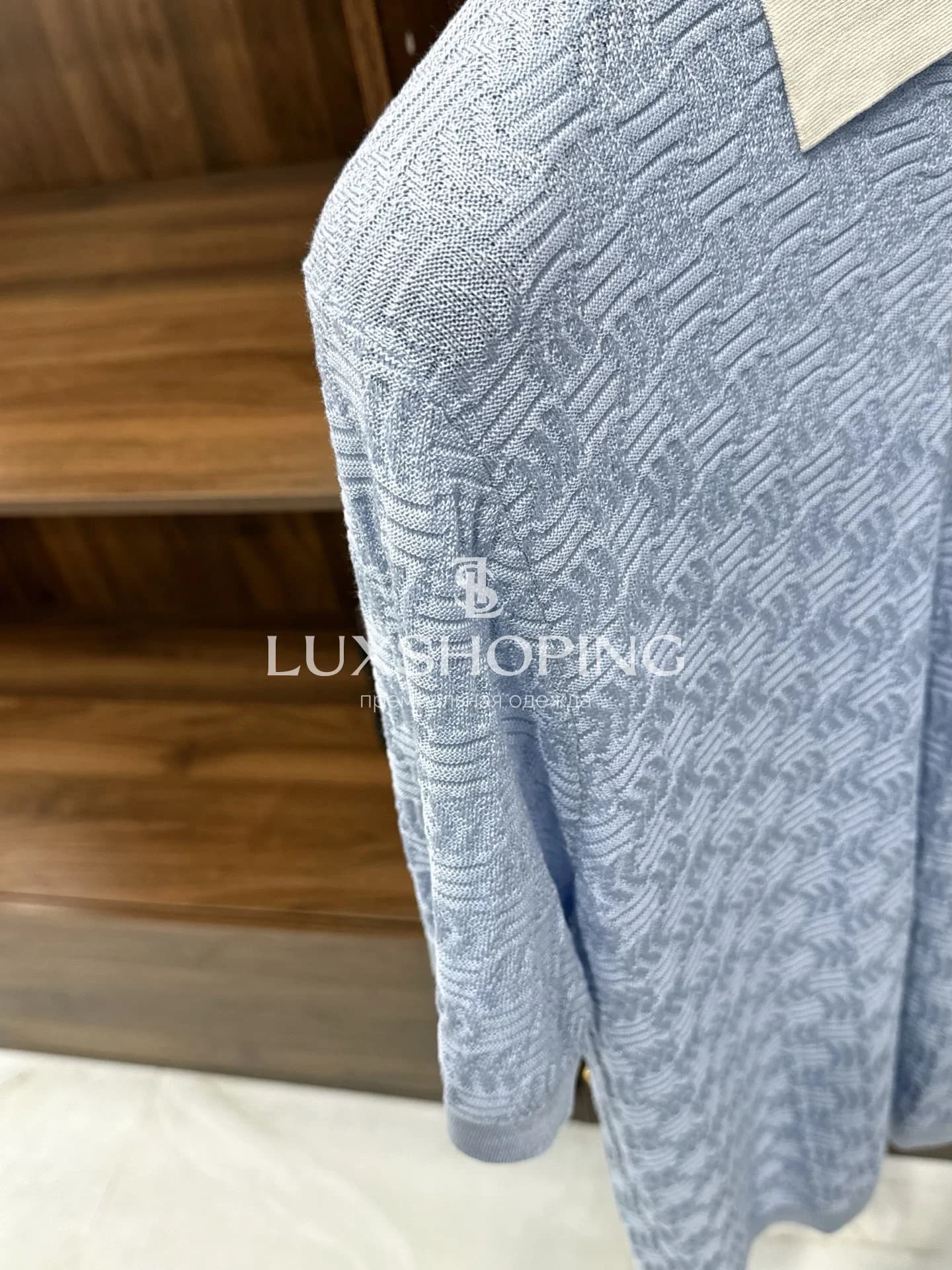 Поло Hermès Голубое Триацетатное - фото 5