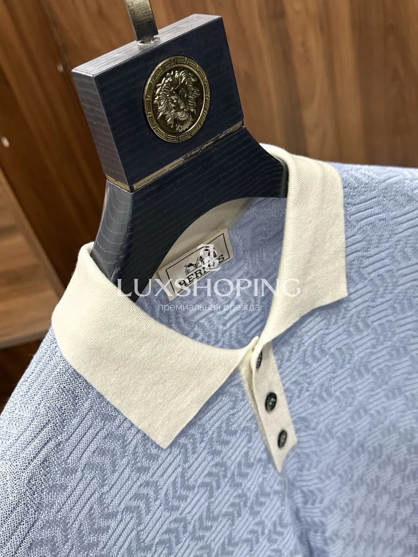 Поло Hermès Голубое Триацетатное - фото 7