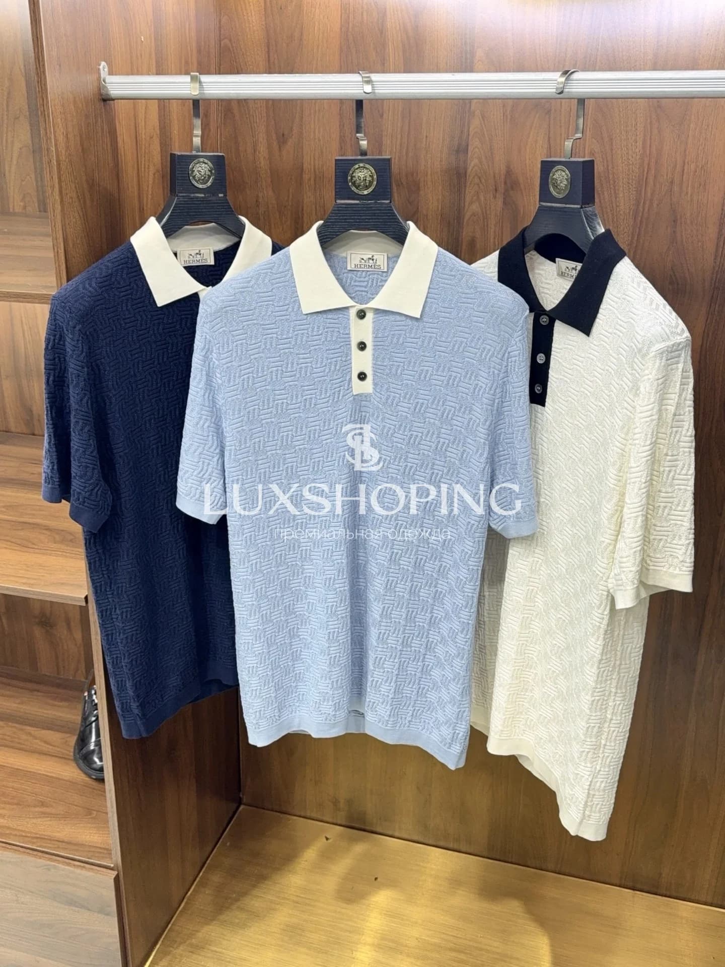 Поло Hermès Тёмно-синее Триацетатное - фото 2