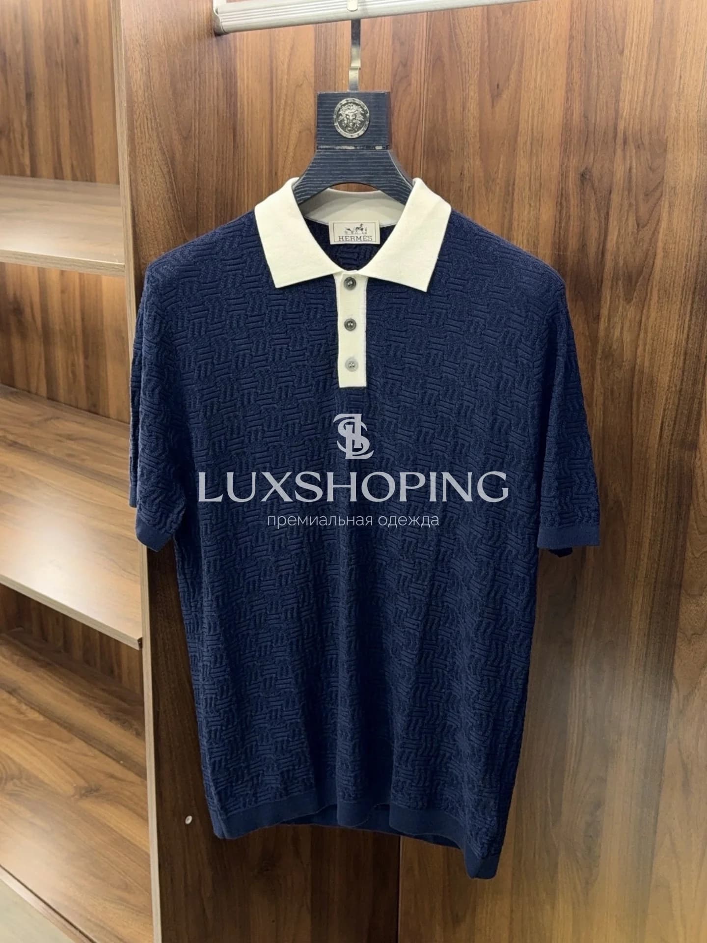 Поло Hermès Тёмно-синее Триацетатное - фото 6