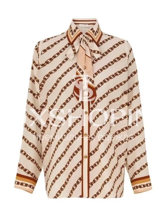 Комплект Zimmermann "Cream Chain" – шелковые рубашка и широкие брюки - фото 8