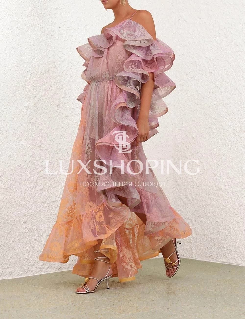 Платье Zimmermann "Dawning Lace Midi Dress – Sunset" - фото 3