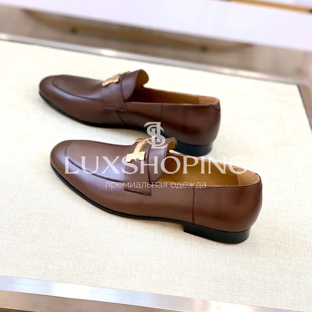 Лоферы Hermès Каштановый Отблеск - фото 3