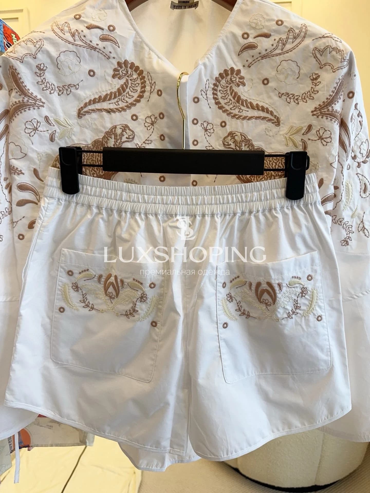 Комплект с вышивкой леопарды Hermès из 100% хлопка - фото 15