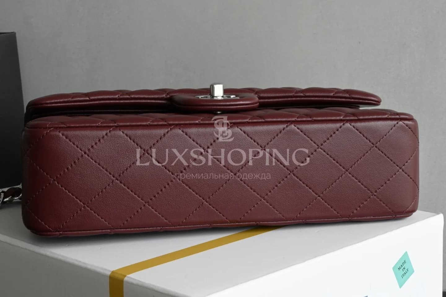 Сумка Chanel 25S Classic Flap среднего размера бордовая 15.5×25.5×6.5 см - фото 6