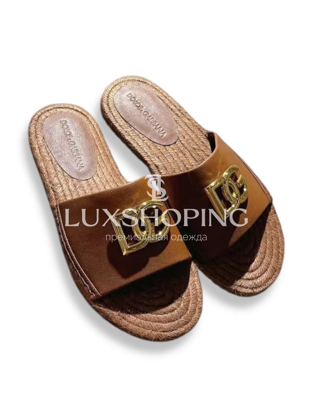 Плетёные шлёпанцы Dolce &amp; Gabbana с кожаным верхом и логотипом