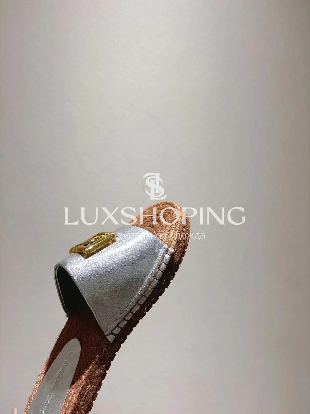 Металлизированные шлёпанцы Dolce &amp; Gabbana с джутовой подошвой - фото 4