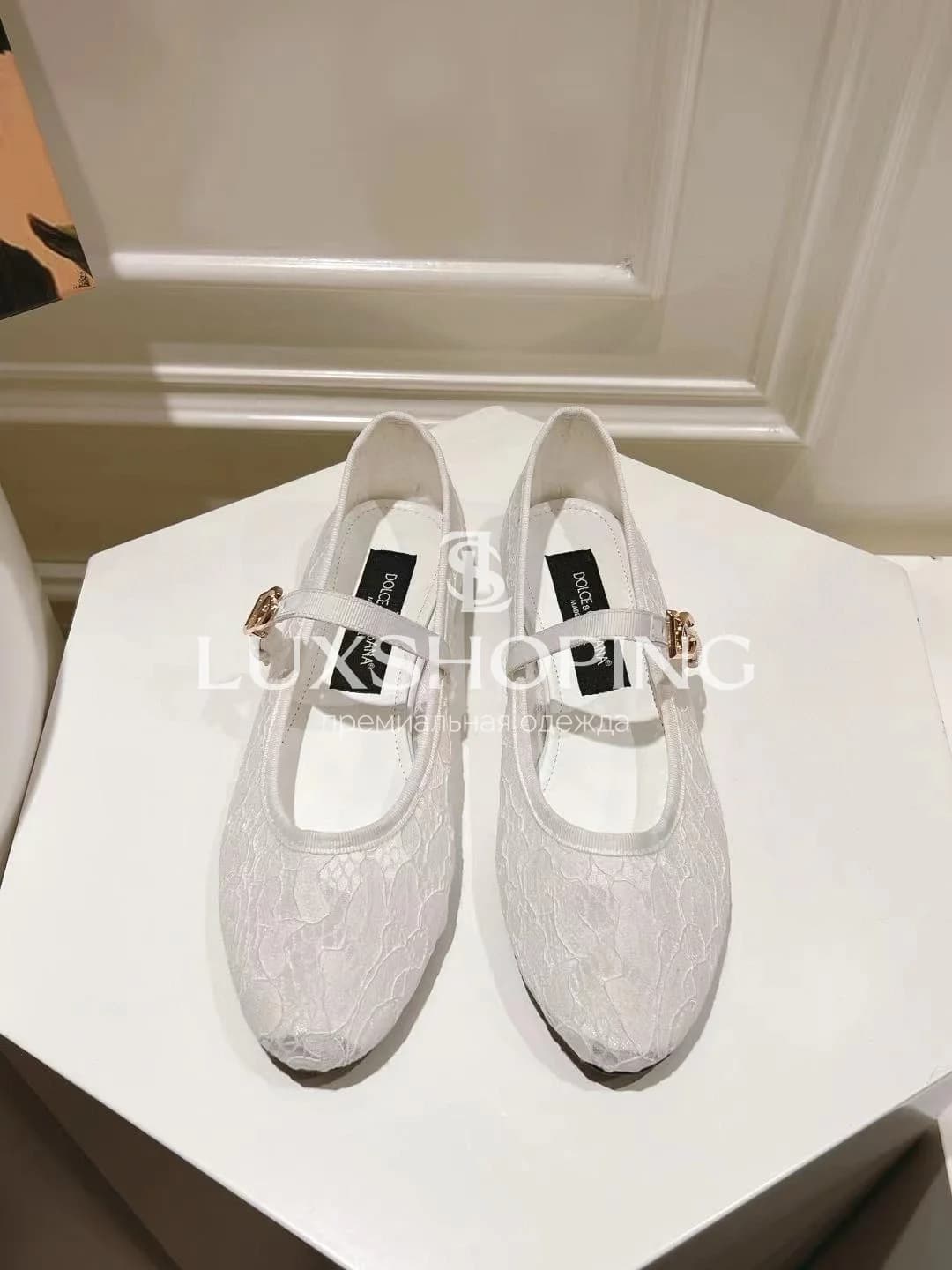 DOLCE &amp; GABBANA кружевные балетки с ремешком белые - фото 2