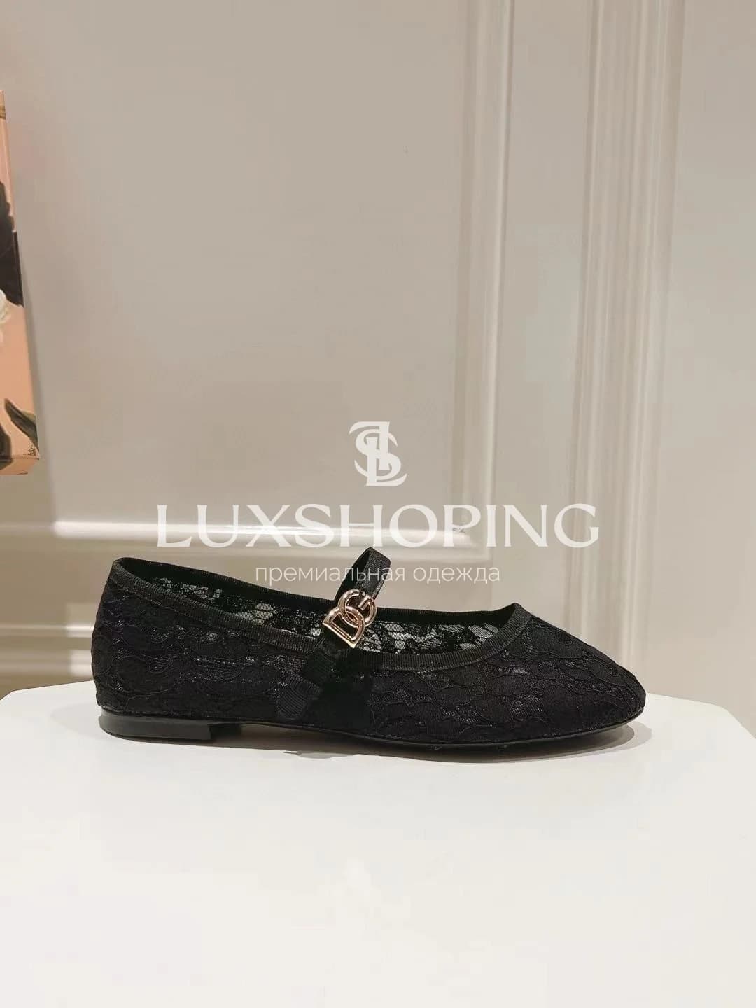 DOLCE &amp; GABBANA кружевные балетки с ремешком черные - фото 10