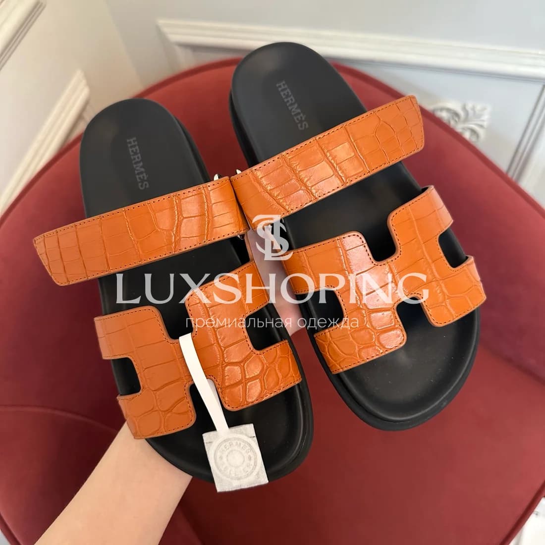 Шлепанцы Hermes Chypre крокодиловые - фото 9