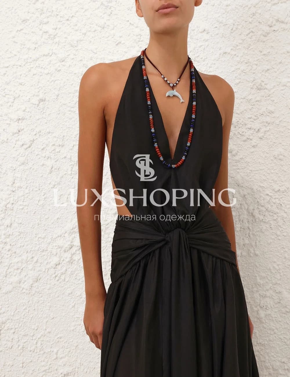 Zimmermann Rhiannon Plunge Halter Maxi Dress чёрное макси-платье с открытой спиной - фото 6