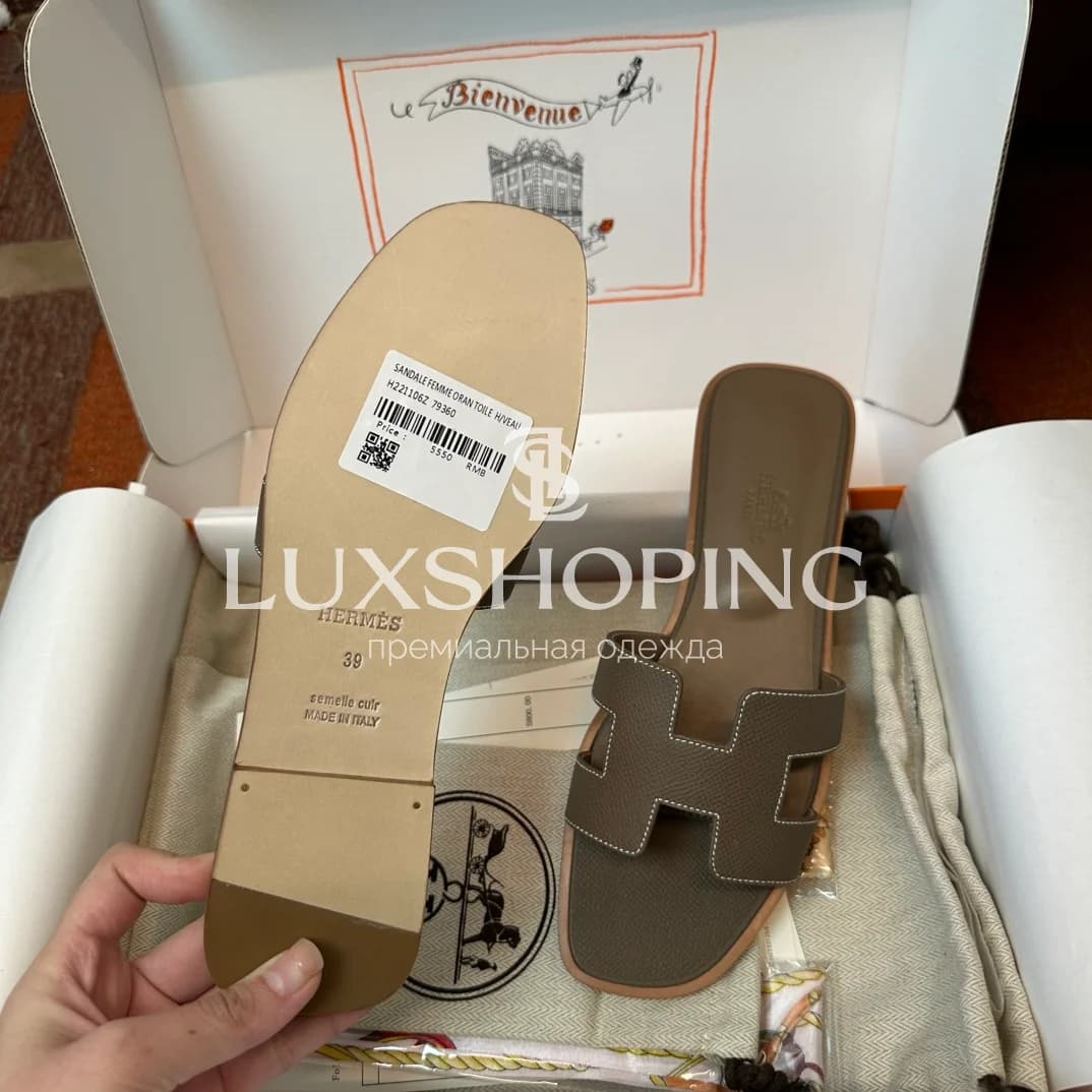 Шлепанцы Hermes Oran зернистые art36 - фото 5