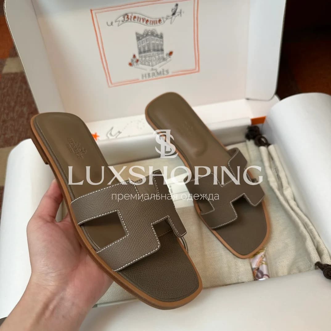 Шлепанцы Hermes Oran зернистые art36 - фото 8