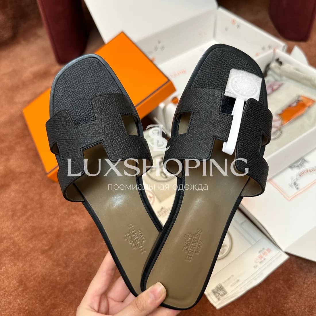 Шлепанцы Hermes Oran зернистые art39 - фото 5