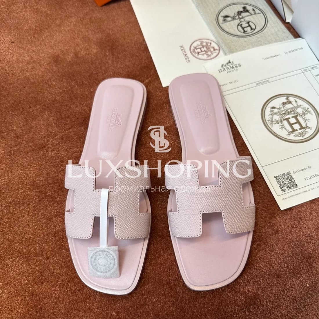 Шлепанцы Hermes Oran зернистые art40 - фото 2