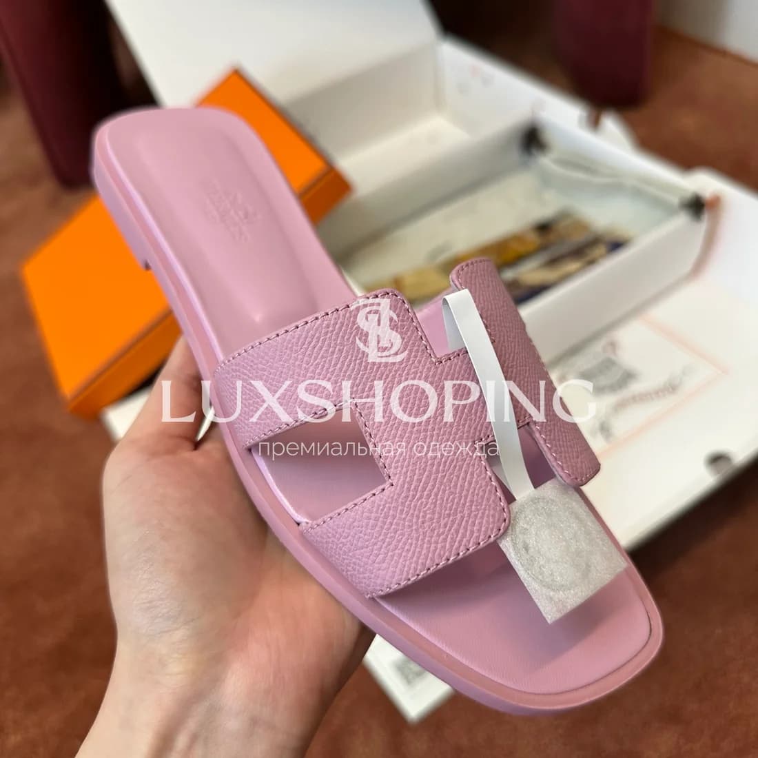 Шлепанцы Hermes Oran зернистые art41 - фото 3