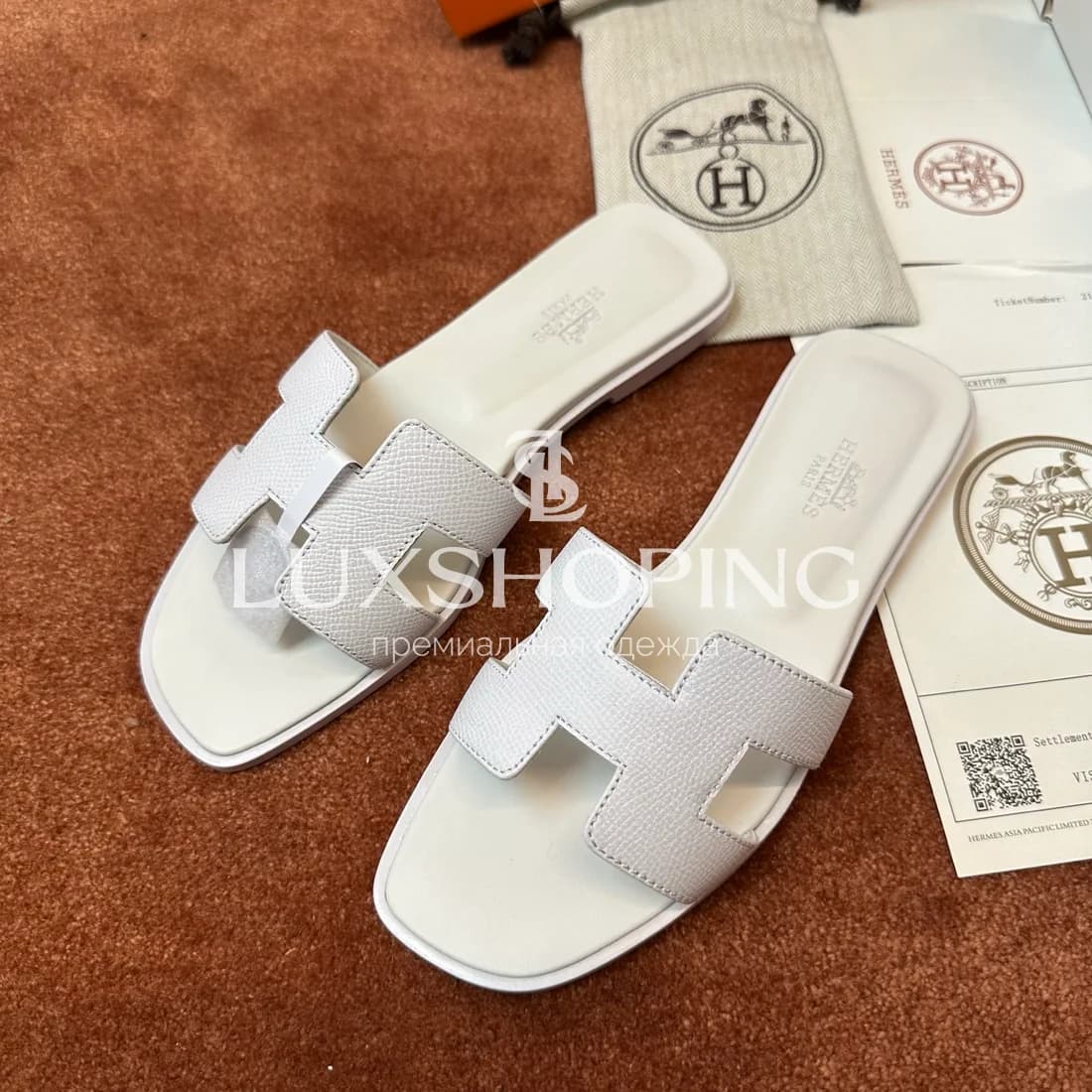 Шлепанцы Hermes Oran зернистые art42 - фото 6