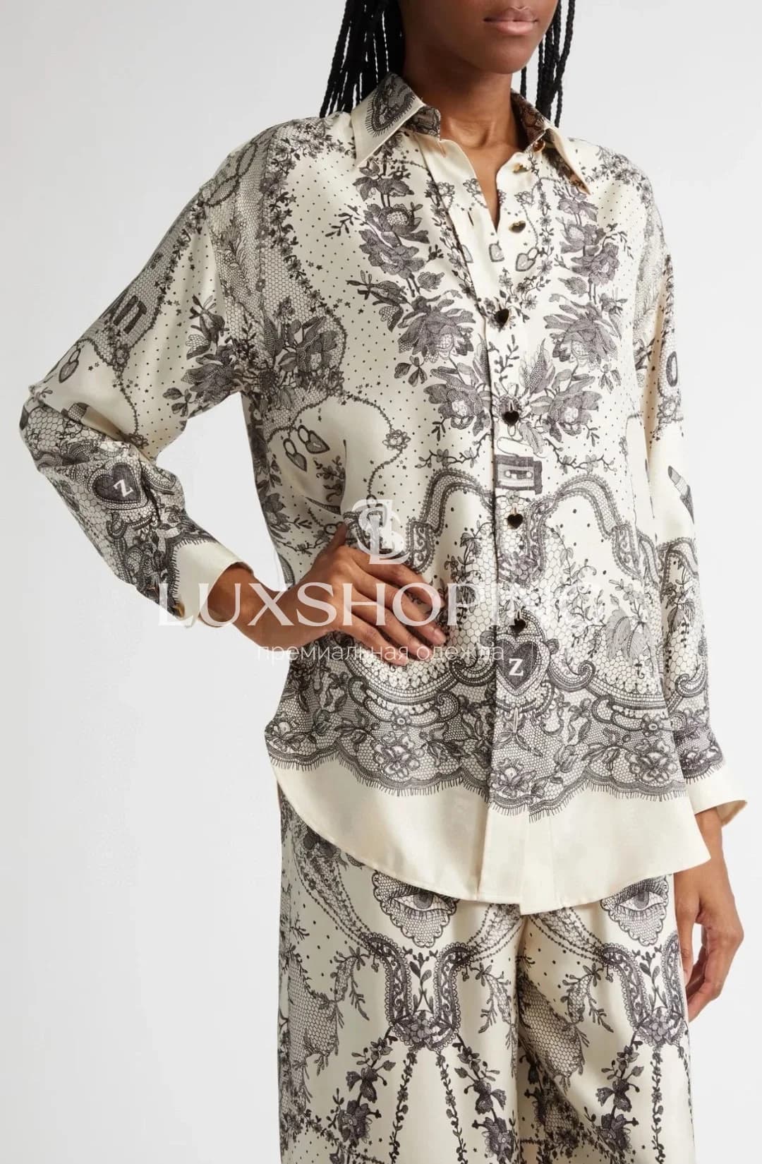 ZIMMERMANN – Комплект из 100% шёлка с кружевным принтом - фото 2