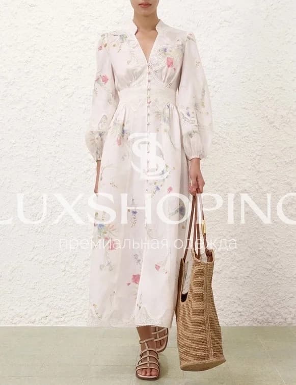 Платье Zimmermann Lucky Lace Plunge Midi Dress - фото 3