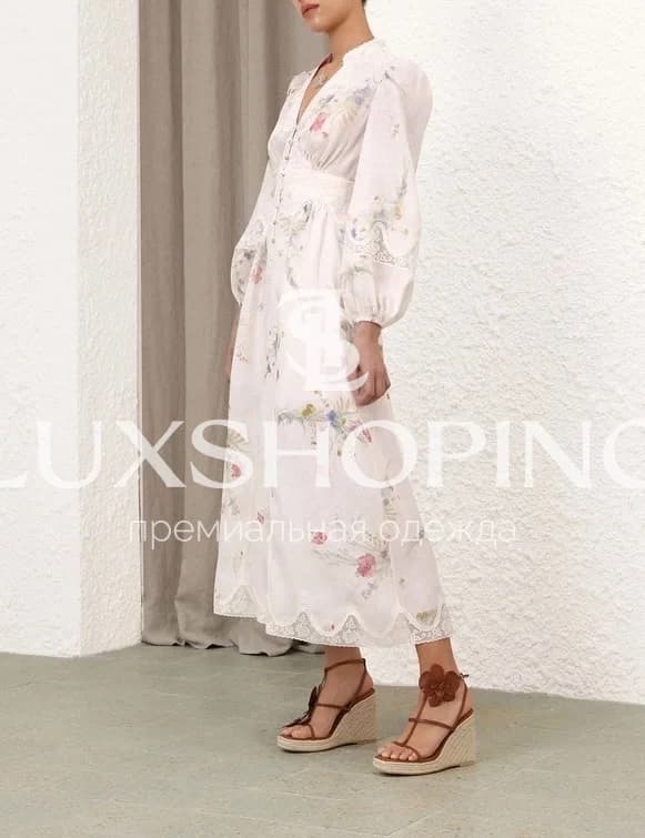 Платье Zimmermann Lucky Lace Plunge Midi Dress - фото 4