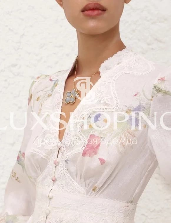 Платье Zimmermann Lucky Lace Plunge Midi Dress - фото 6