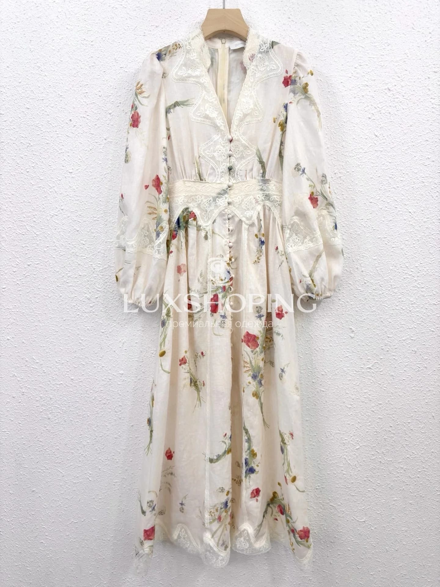 Платье Zimmermann Lucky Lace Plunge Midi Dress - фото 9