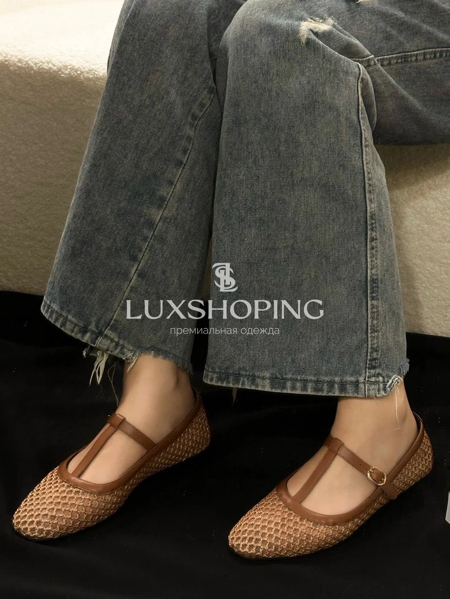 The Row Коричневые Плетёные балетки Mary Jane с кожаной отделкой - фото 6