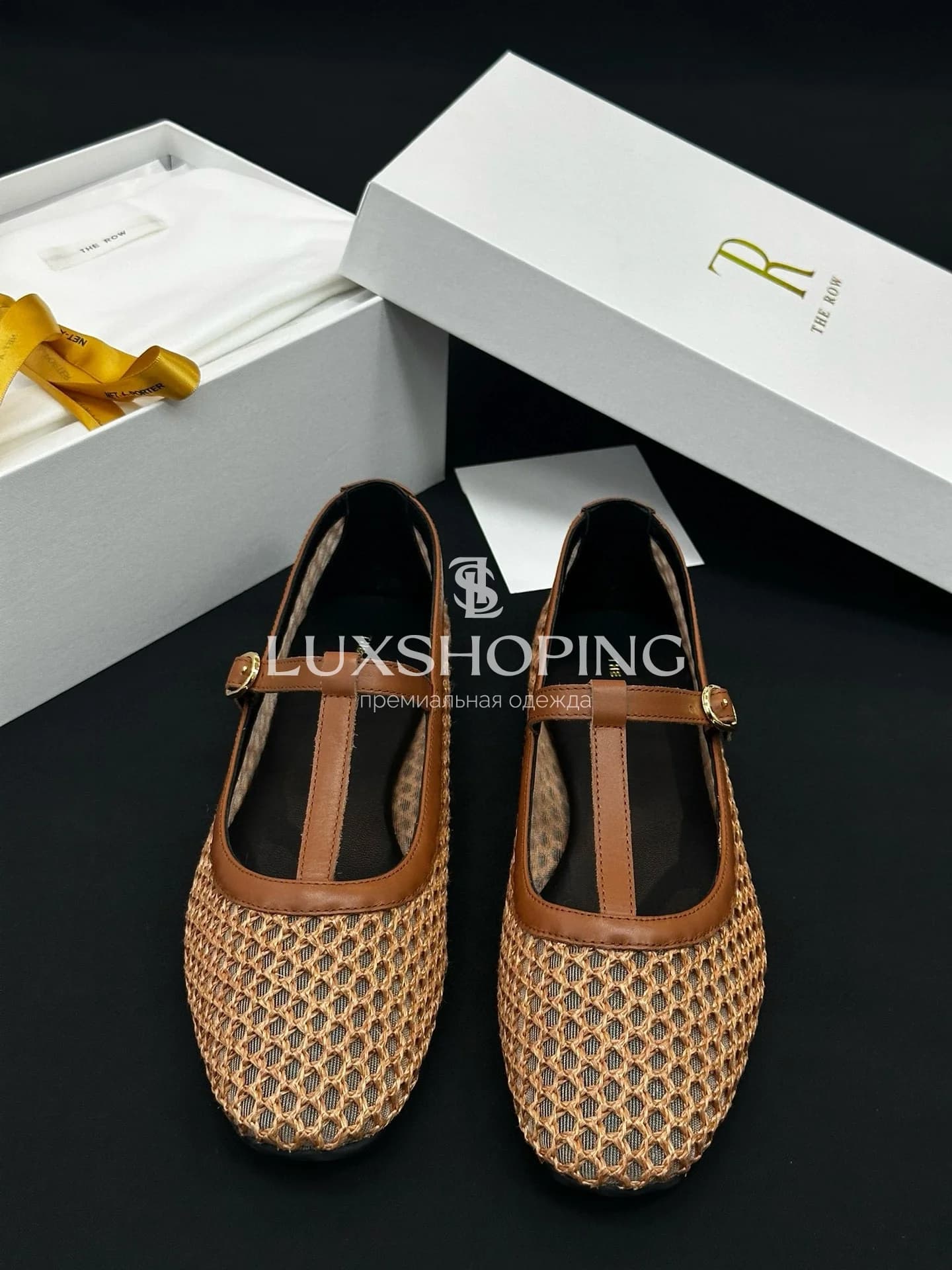 The Row Коричневые Плетёные балетки Mary Jane с кожаной отделкой - фото 9