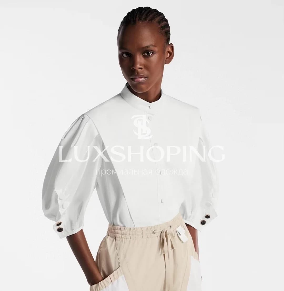 Louis Vuitton Белая хлопковая рубашка с объемными рукавами - фото 5