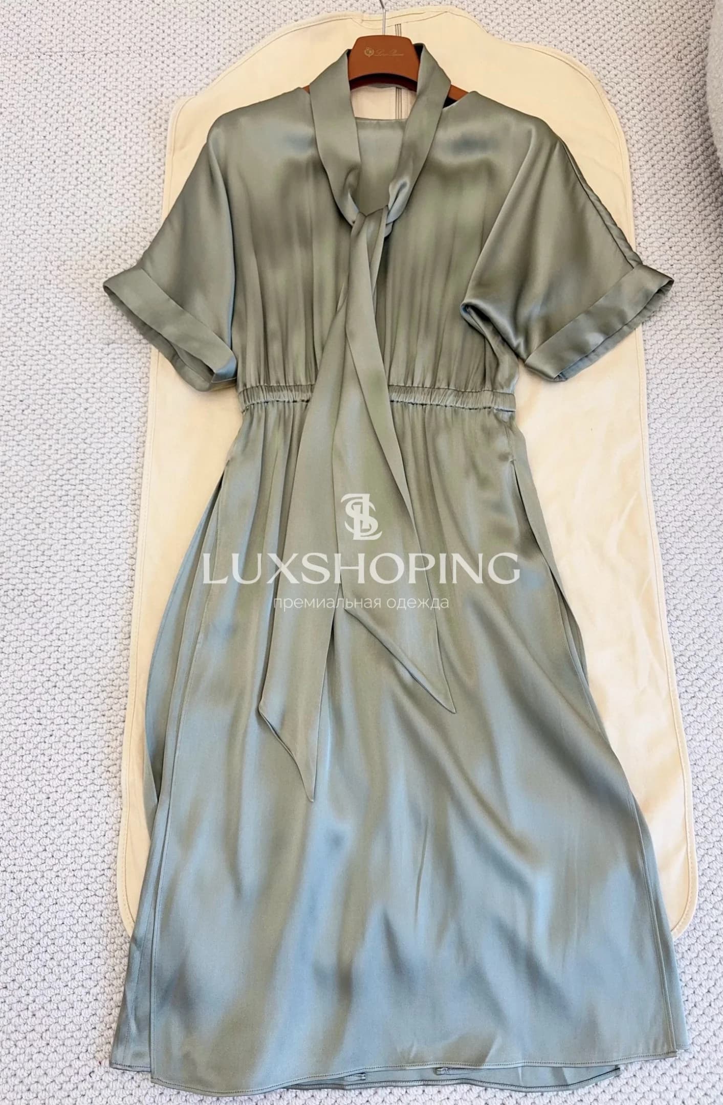 Loro Piana Платье из натурального шёлка с поясом - фото 2